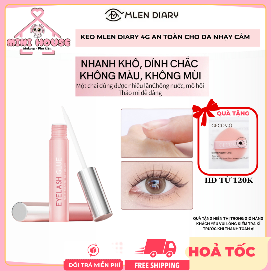 MLEN DIARY Keo gắn mi không cay mắt, Bền chặt nhanh khô không vón cục | Mini House