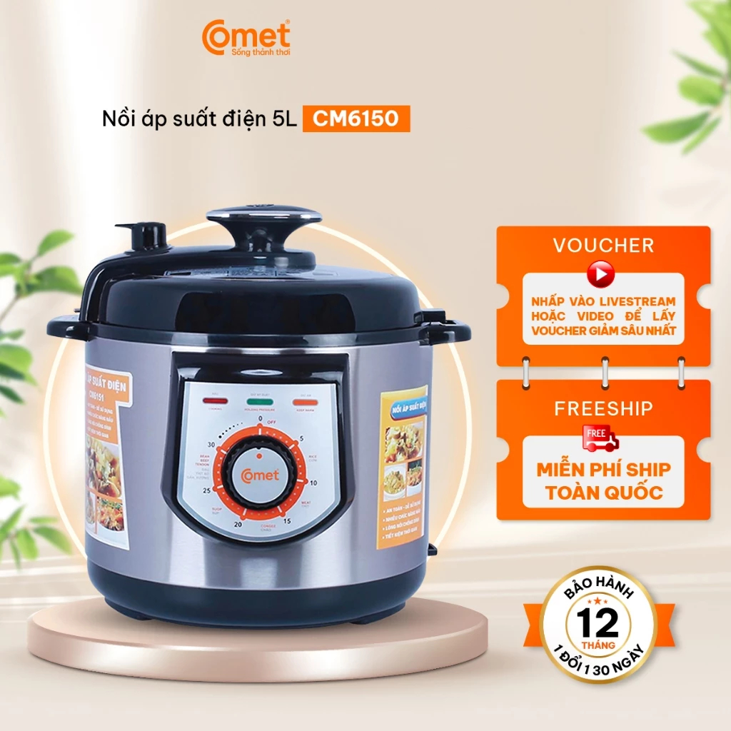 Nồi áp suất điện 5L COMET - CM6150 bảo hành 1 năm