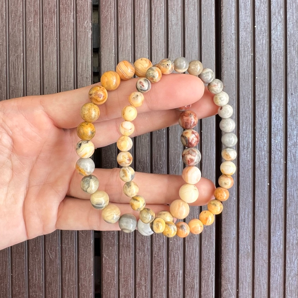 Vòng tay đá mã não điên cuồng Agate ( hạt 6-8mm ) thiên nhiên . Crazy Lace Agate. Vòng tay đá năng l