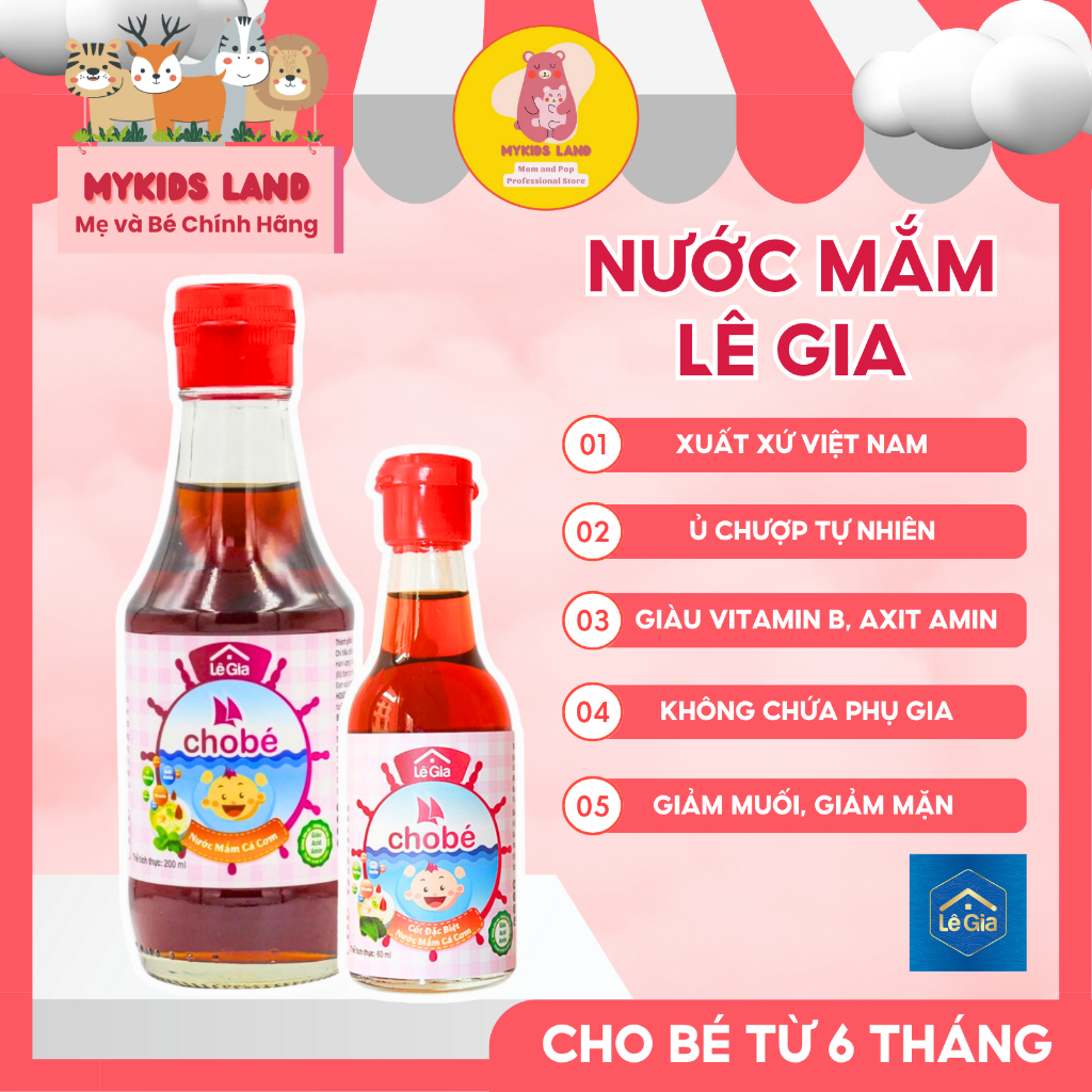   DATE 2027  Nước Mắm LÊ GIA Cho Bé Ăn Dặm Chiết Xuất Cá Cơm - Giảm Mặn Chai Nhỏ 60ml   Lớn 200ml 