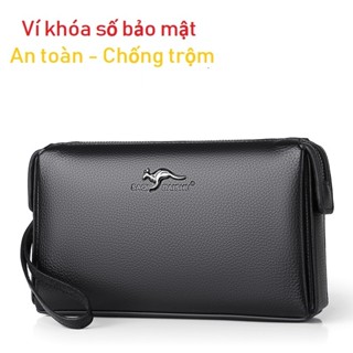 Ví cầm tay, bóp cầm tay, ví đựng thẻ card KHÓA SỐ nam nữ da bò THẬT cao cấp TIANHHONGDAISHU