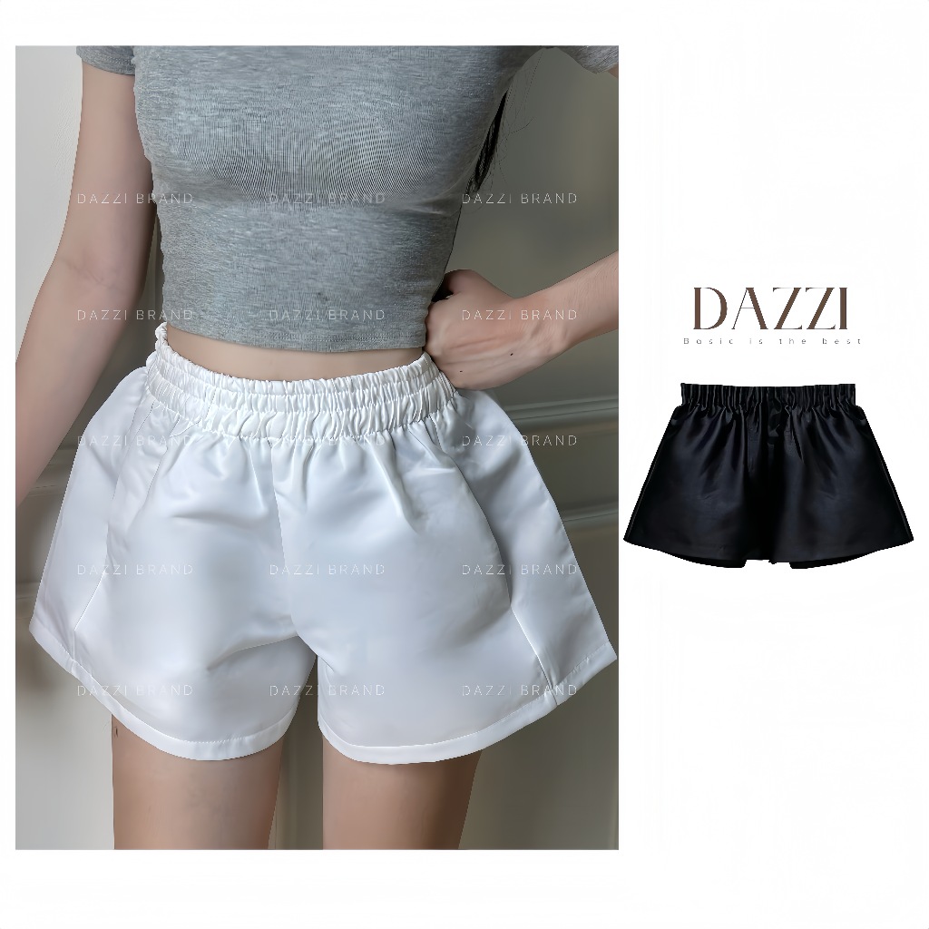 Quần Short phồng Tafta cạp chun Dazzi, quần đùi Tacta cạp cao có 2 túi Q05