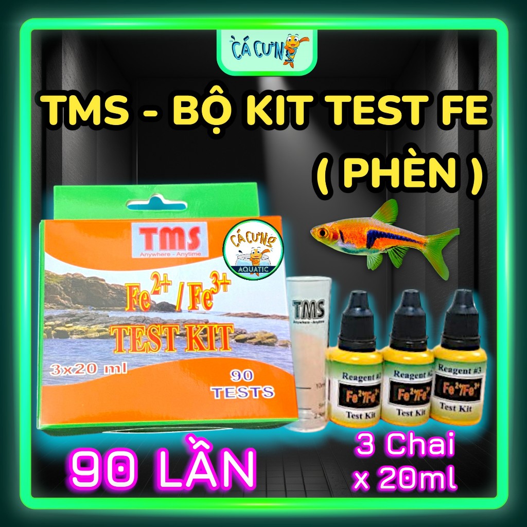 Bộ test kiểm tra Fe - Test kiểm tra sắt Fe phèn trong nước hãng TMS cho hồ cá nước ngọt & mặn (CTY)
