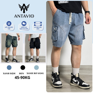 Quần Short Jean Nam Ngắn, Quần Lửng Nam Túi Hộp ANTAVIO co dãn 4 chiều 3 Màu 45-90KG SHORT 2687