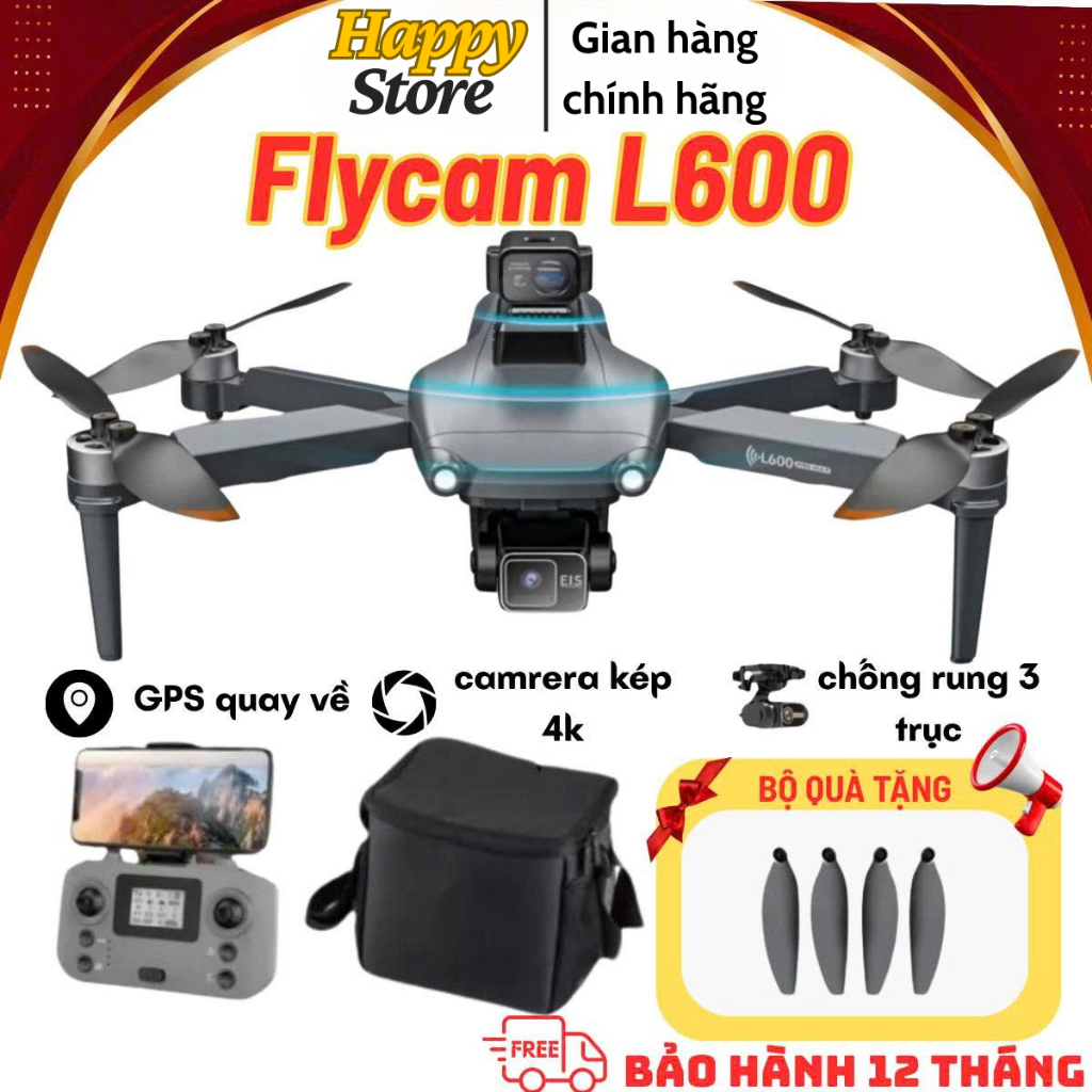 Flycam l600 pro max, Camera, Cảm Biến Chống Va Đập, Quay phim chụp ảnh, pin khủng, dễ điều khiển