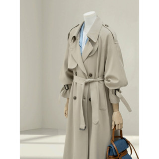 HÀNG CAO CẤP ẢNH THẬT- ( SẴN SM be nhat)  Áo khoác măng tô nữ kaki dáng dài cổ bẻ phối đai