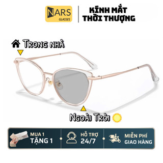 Kính Gọng Màu Xám Cận Thị Mắt Mèo, Phong Cách Cổ Điển Siêu Nhẹ R8074