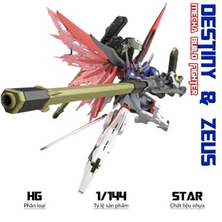 Mô hình HG Star Destiny Spec II & Zeus, 1/144 Mecha mạ vàng (Tặng đế và decal nước)