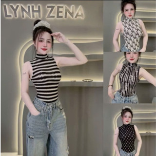 Áo Thun Nữ Ba Lỗ Cổ Cao, Thiết Kế Ôm Body Tôn Dáng, Hoạ Tiết Thời Trang Lynh Zena S94