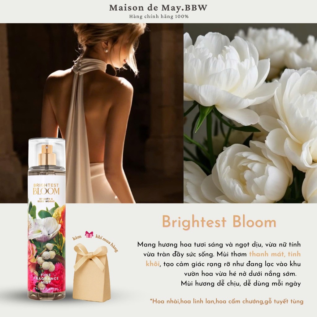 [AUTH] BODYMIST - BRIGHTEST BLOOM  Xịt thơm toàn thân BBW chính hãng giá tốt