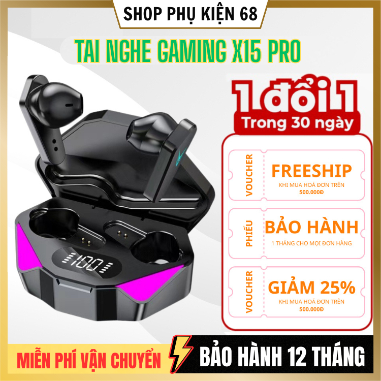 Tai nghe Bluetooth không dây X15 Pro Giảm tiếng ồn chơi game chất lượng cao