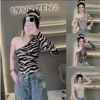 Áo Thun Nữ Lệch Vai Nữ Tay Dài, Form Ôm Body Tôn Dáng, Chất Thun Co Giãn, Họa Tiết Thiết Kế LYNH ZENA S95