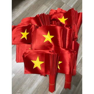Cờ Vẫy Sao Vàng Cờ Đỏ Sao Vàng Cầm Tay Loại Vải Phi Đẹp