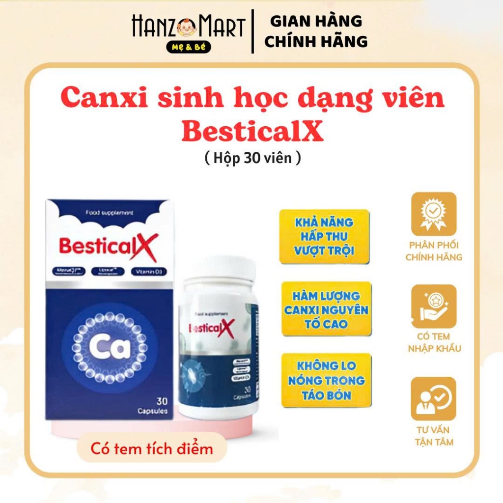 Canxi Bestical X - Canxi sinh học dạng viên trẻ đang trong giai đoạn phát triển chiều cao