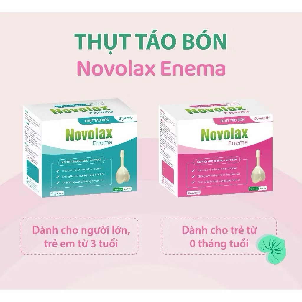 Ống bơm trực tràng Novocare Novolax Enema 0 month +, thụt táo bón cho trẻ em từ 0 tháng tuổi, an toà