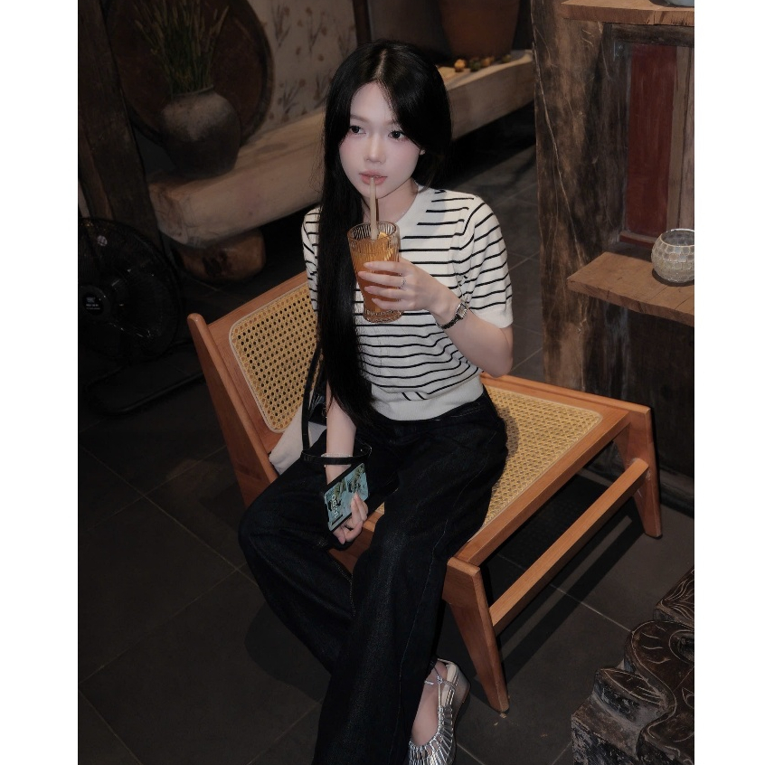 (BST hè HTIQUE) Áo len kẻ ngang basic, Áo len dệt kim nhẹ nhàng dễ phối đồ HT27 | BigBuy360 - bigbuy360.vn
