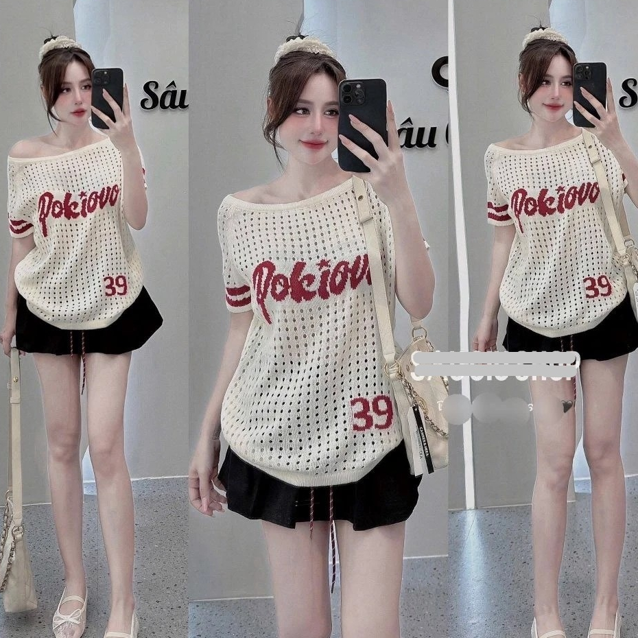 Áo Len Lưới Lêch Vai Số 39 Hàng Qcl1 Có đủ Size- Áo Len Lưới Lệch Vai Chữ Dáng Rộng HOT 2025