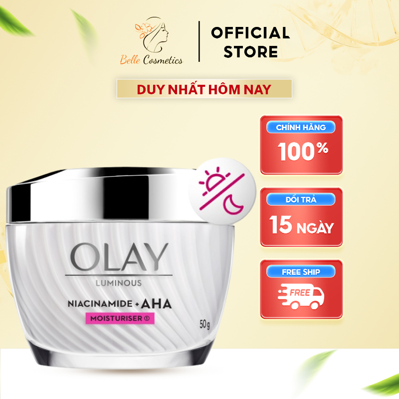 Kem Dưỡng Ẩm OLAY LUMINOUS NIACINAMIDE AHA Sáng Da, Mờ Thâm Mụn 50G