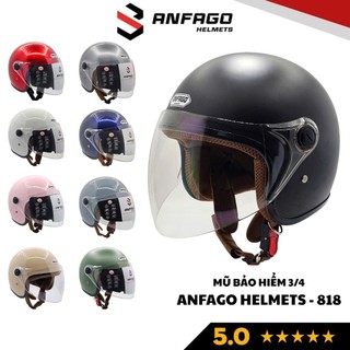  Nón bảo hiểm 3 4 đầu ANFAGO HELMETS 818 có kính dài che cả mặt an toàn nhiều màu cho cả nam và nữ 