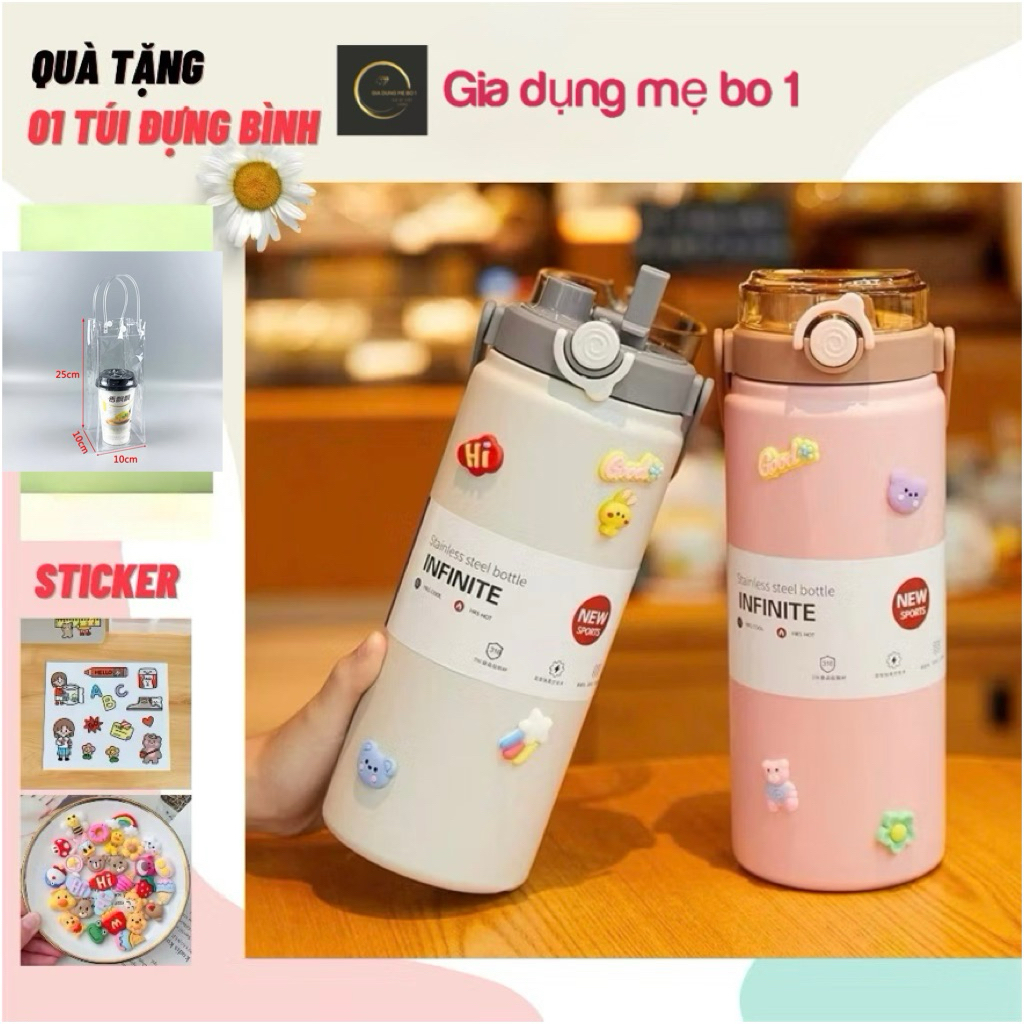 [Tặng túi trong]Bình Giữ Nhiệt BOSS Inox 316 Cao Cấp Có Ống Hút Tiện Lợi giữ nhiệt 8-12h Cọ rửa ống 