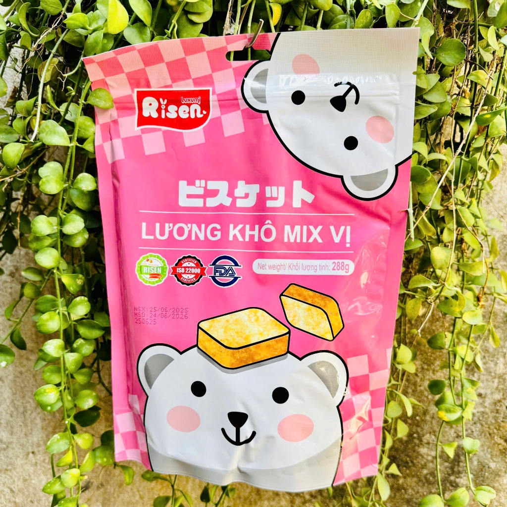 LƯƠNG KHÔ MINI MIX VỊ ĐẬU PHỘNG VÀ SỮA MUỐI RISEN [ BỊCH 288G ]