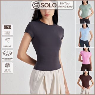 Áo Thun Gym Yoga Pilates Thể Thao Nữ Vải Thun Mềm Co Giãn Thoải Mái Mát Siêu Nhẹ Solo Sportswear 067