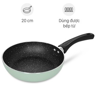 Chảo nhôm chống dính vân đá đáy từ 20 cm Elmich dùng được mọi loại bếp, bếp từ, bếp hồng ngoại, bếp ga