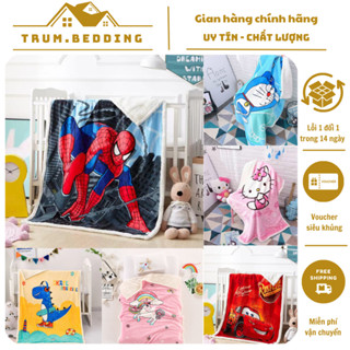  Chăn Lông Cừu Trẻ Em 2 Lớp Dày,Đắp Mùa Đông Cho Bé Đi Học 1m4x1m 