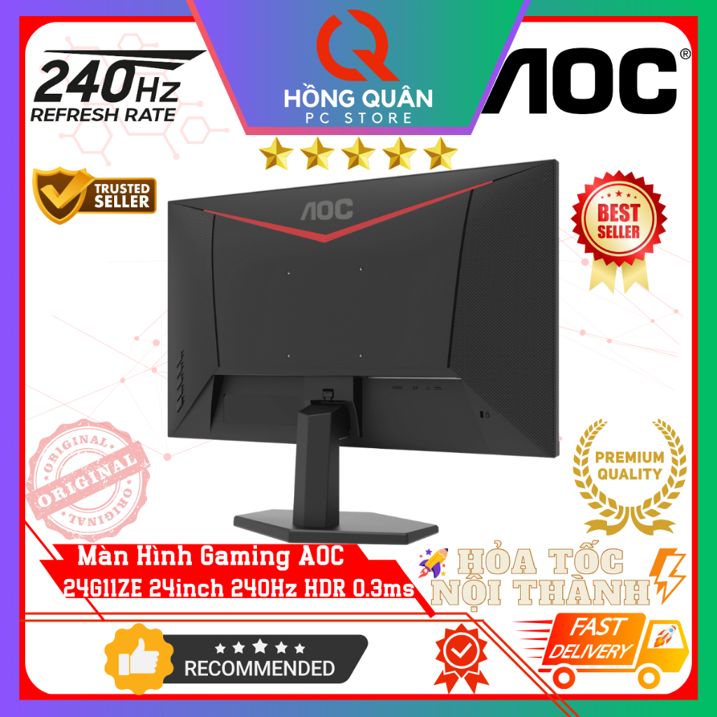 Màn Hình Gaming AOC 24G11ZE 24inch 240Hz (OC) Fast IPS HDR10 0.3ms FullHD New - Bảo Hành 3 Năm | BigBuy360 - bigbuy360.vn