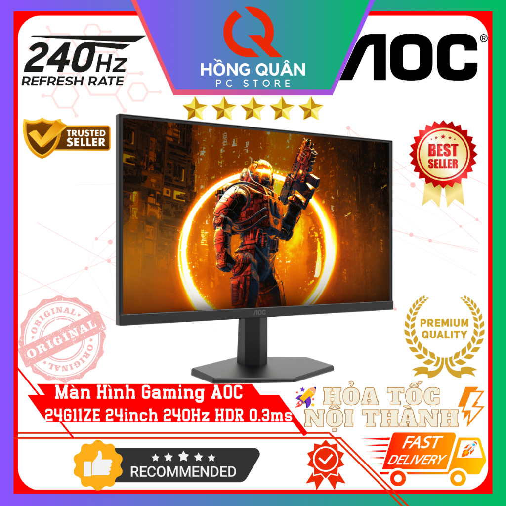Màn Hình Gaming AOC 24G11ZE 24inch 240Hz (OC) Fast IPS HDR10 0.3ms FullHD New - Bảo Hành 3 Năm | BigBuy360 - bigbuy360.vn