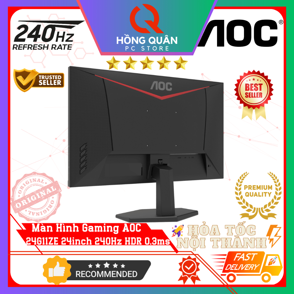Màn Hình Gaming AOC 24G11ZE 24inch 240Hz (OC) Fast IPS HDR10 0.3ms FullHD New - Bảo Hành 3 Năm | BigBuy360 - bigbuy360.vn