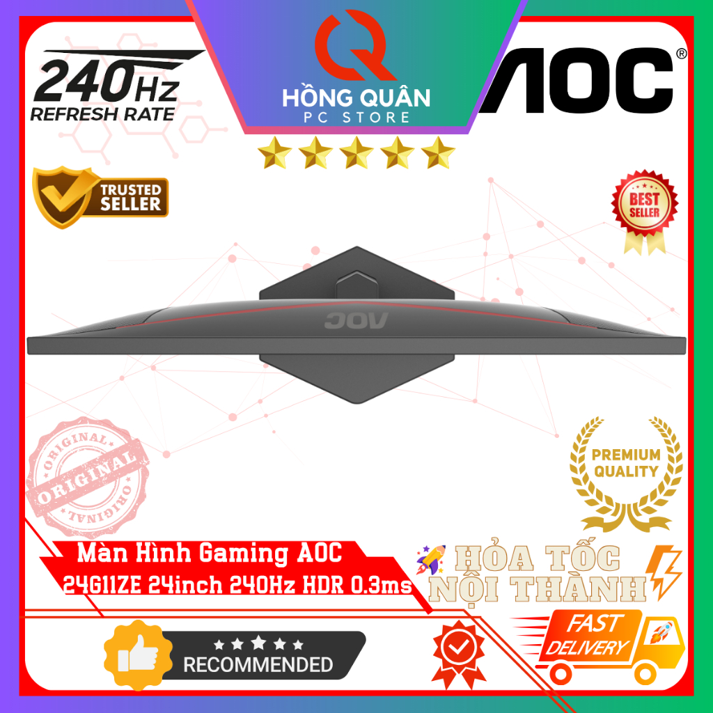 Màn Hình Gaming AOC 24G11ZE 24inch 240Hz (OC) Fast IPS HDR10 0.3ms FullHD New - Bảo Hành 3 Năm | BigBuy360 - bigbuy360.vn