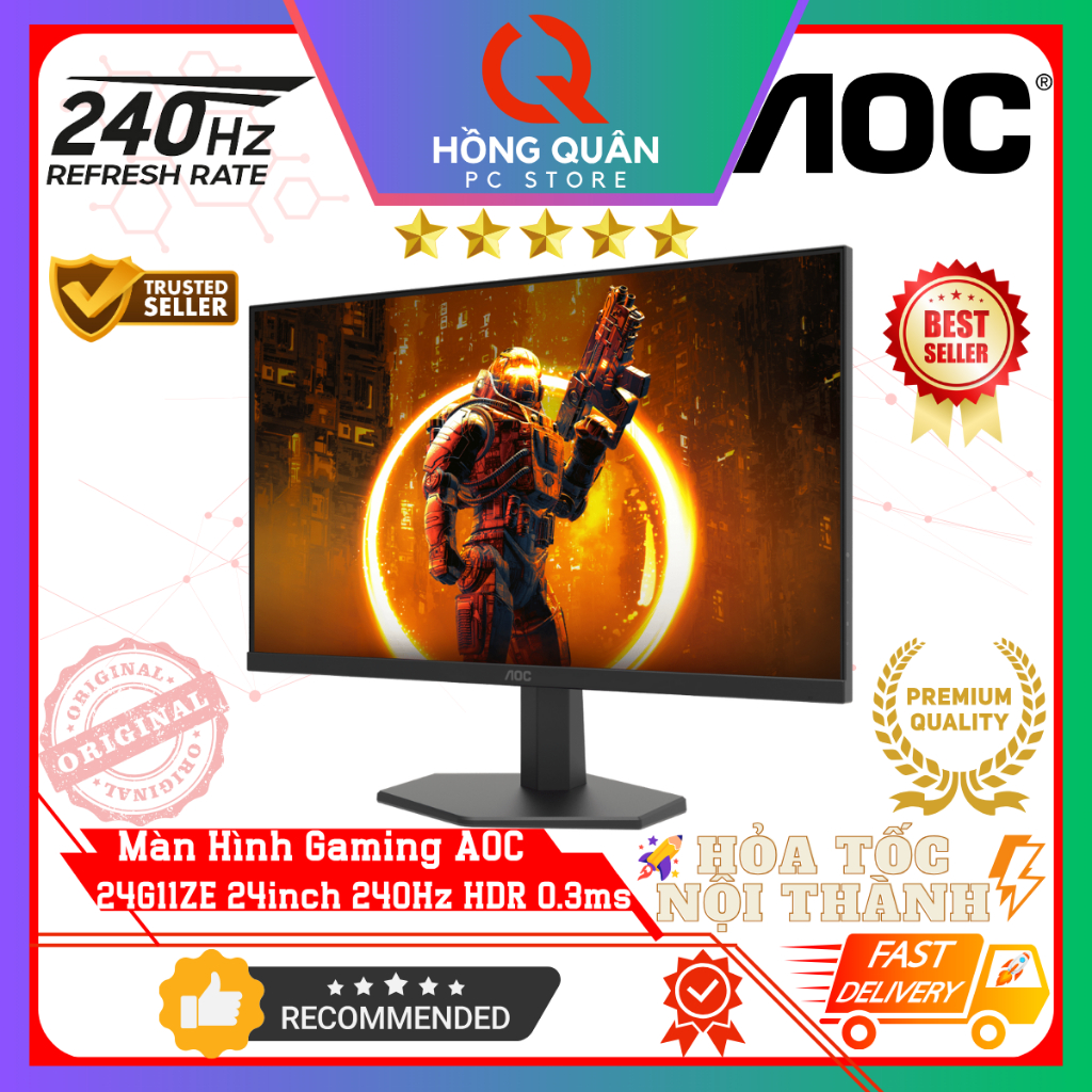 Màn Hình Gaming AOC 24G11ZE 24inch 240Hz (OC) Fast IPS HDR10 0.3ms FullHD New - Bảo Hành 3 Năm | BigBuy360 - bigbuy360.vn