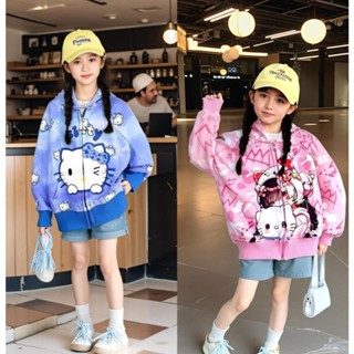  Áo Khoác Hoodie Kéo Khóa Hello Kitty dành cho bé gái 14-44kg 2 màu xinh xắn AHAI. Chất liệu nỉ ấm áp. HC1 
