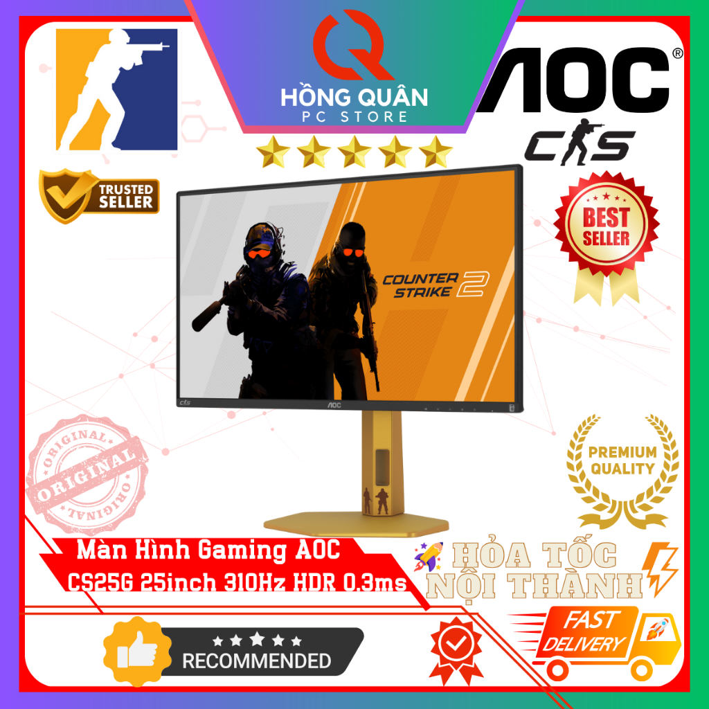 Màn Hình Gaming AOC CS25G 25inch 310Hz (OC) Fast IPS HDR400 0.3ms G-Sync FullHD New - Bảo Hành 3 Năm | BigBuy360 - bigbuy360.vn