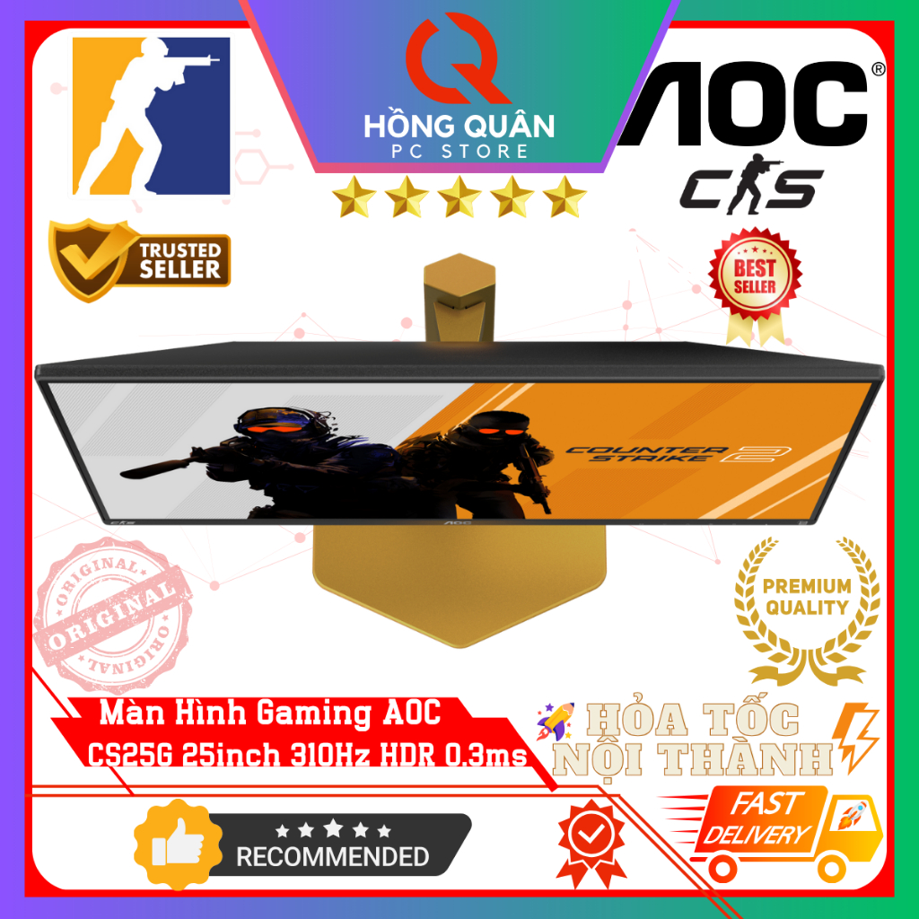 Màn Hình Gaming AOC CS25G 25inch 310Hz (OC) Fast IPS HDR400 0.3ms G-Sync FullHD New - Bảo Hành 3 Năm | BigBuy360 - bigbuy360.vn