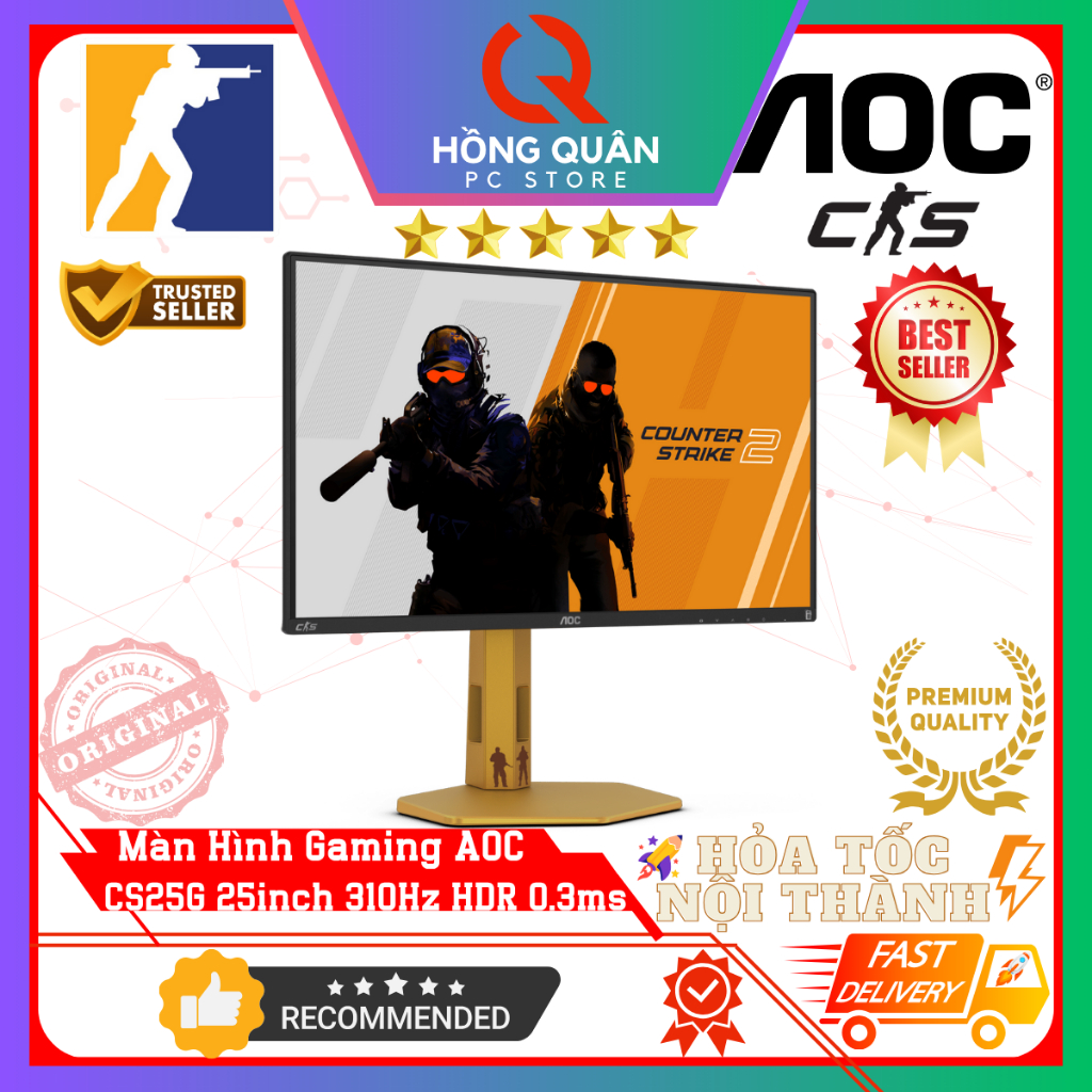 Màn Hình Gaming AOC CS25G 25inch 310Hz (OC) Fast IPS HDR400 0.3ms G-Sync FullHD New - Bảo Hành 3 Năm | BigBuy360 - bigbuy360.vn