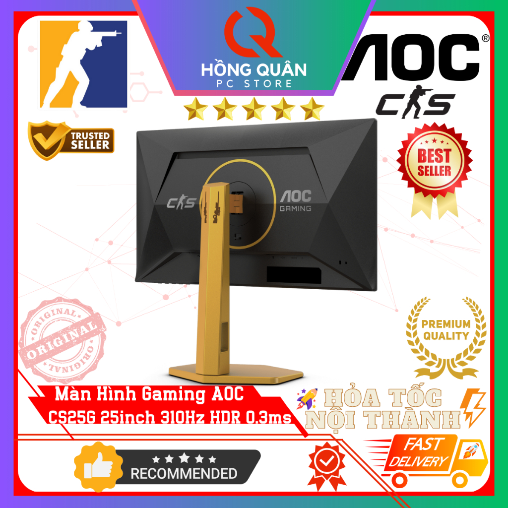 Màn Hình Gaming AOC CS25G 25inch 310Hz (OC) Fast IPS HDR400 0.3ms G-Sync FullHD New - Bảo Hành 3 Năm | BigBuy360 - bigbuy360.vn