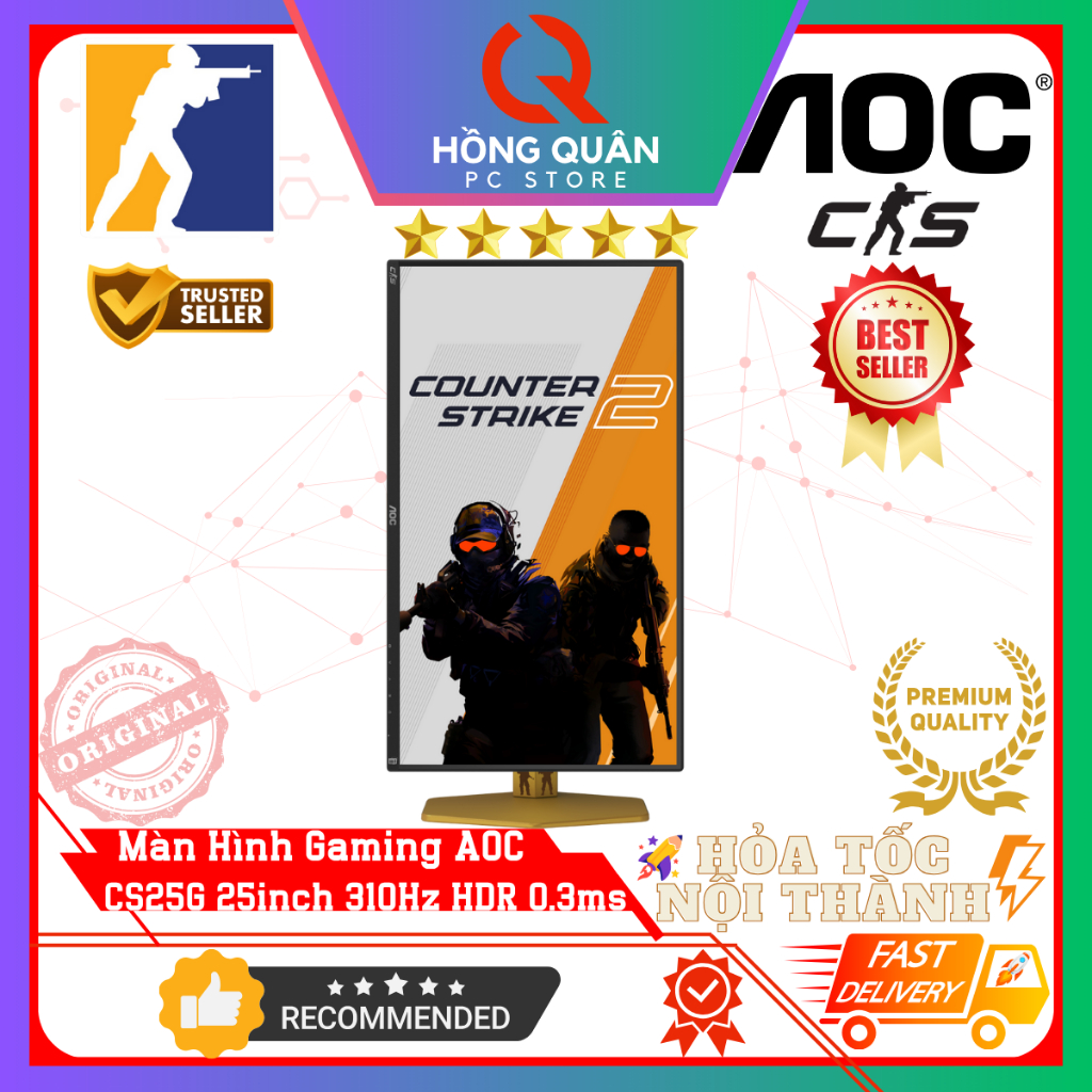 Màn Hình Gaming AOC CS25G 25inch 310Hz (OC) Fast IPS HDR400 0.3ms G-Sync FullHD New - Bảo Hành 3 Năm | BigBuy360 - bigbuy360.vn