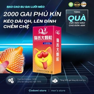  Bao cao su gai lưỡi mèo QK siêu đặc biệt mềm mại công nghệ 3D nano tăng cảm giác khi yêu Hộp 12 bcs 