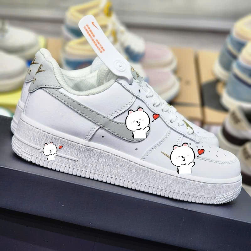 Giày Thể Thao Nam Nữ AF1 Vệt Xám LoGo Vàng Cao Cấp Hot Trend Full Boxx