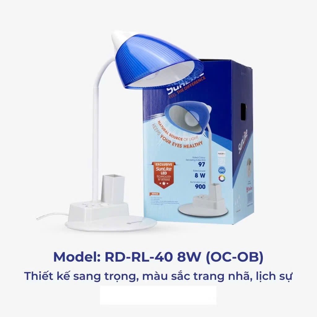 ĐÈN BÀN LED RẠNG ĐÔNG RD-RL-40 8W – CÓ Ổ CẮM & ỐNG CẮM BÚT, BẢO VỆ THỊ LỰC CHO BÉ