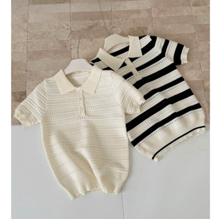 (ẢNH OLDSCHOOL) Áo len mongtoghi nữ đục lỗ cổ polo dáng ôm mùa thu QC9228