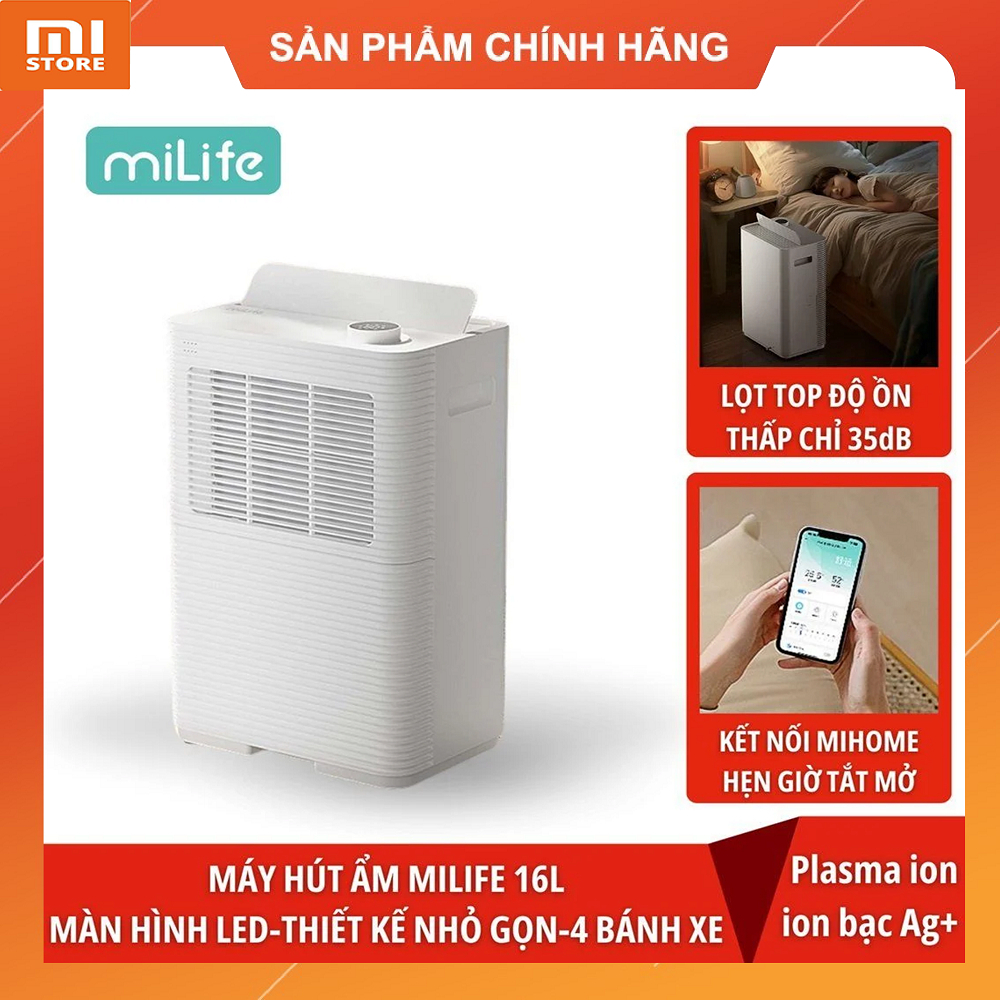 Máy hút ẩm miLife 16L công suất hút 16L/ngày - Bản nội địa kết nối app Mihomee bảo hành 12 tháng