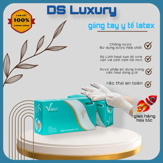   hộp 100 chiếc  Găng Tay Cao Su Trắng LATEX Có Bột Cao Su Thiên Nhiên Cao Cấp 
