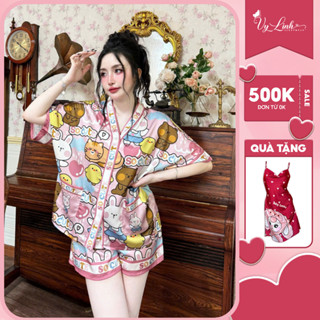 Bộ đùi pijama tay cánh dơi Vy Linh chất liệu lụa latin cao cấp mặc thoáng mát, thấm hút mồ hôi,không bai nhão S1316