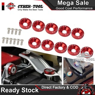 Bộ 10 ốc chắn bùn JDM M6 kèm vòng đệm nhôm cho Honda Civic, Integra