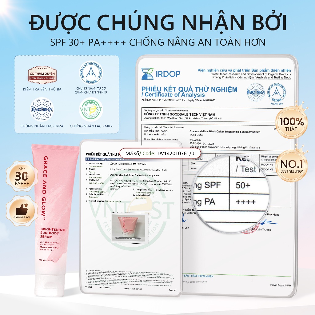 Sữa dưỡng thể kem chống nắng body SPF 30+ PA+++ Grace and Glow làm trắng da Black Opium Sun Body Serum 100ml nâng tone | BigBuy360 - bigbuy360.vn