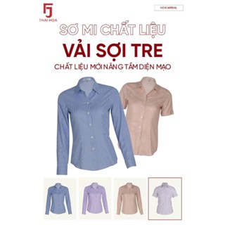   GIAO HỎA TỐC  Thái Hoà Chính Hãng Áo sơ mi vải sợi tre kẻ sọc thẳng tay dài 283 
