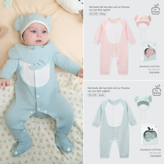  Set Body Dài Tay Kèm Mũ La Pomme Voi Con Tinh Nghịch Cho Bé 